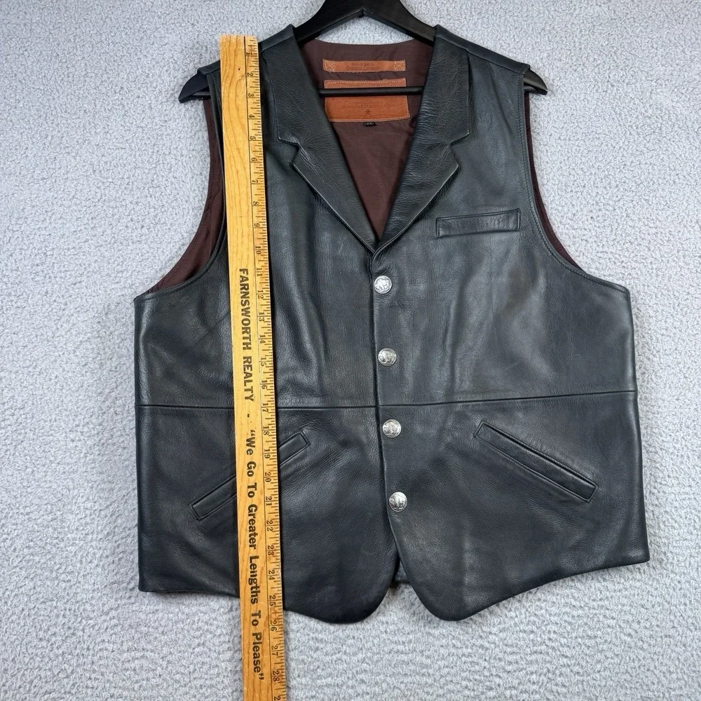 Coronado Leather Vest Mens 44 Black Cowhide Concealed Carry Buffalo Snap Biker
